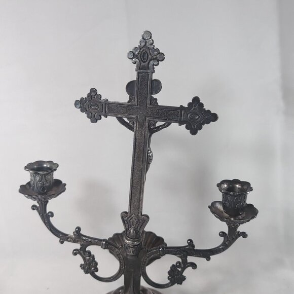 Vtg 1996 Homan Sick-Call Outfit Last Rites Silverplate Cross Crucifix Catholic - Picture 9 of 15